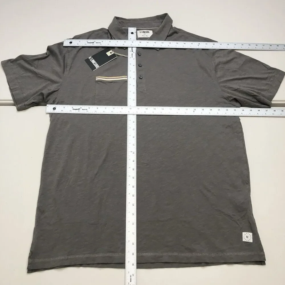 Linksoul Shirt Mens XL Charcoal Hopper Knit Polo Shirt Casual Preppy Golf LS1220 - Picture 3 of 11
